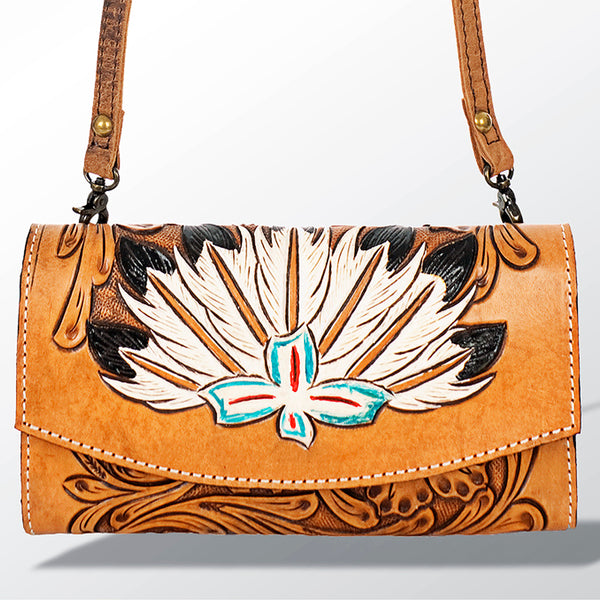 ADBG518 American Darling Hand Tooled Floral Leather Western Crossbody Bag