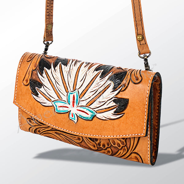 ADBG518 American Darling Hand Tooled Floral Leather Western Crossbody Bag