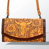 ADBG518 American Darling Hand Tooled Floral Leather Western Crossbody Bag