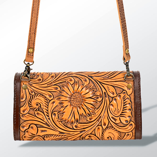 ADBG518 American Darling Hand Tooled Floral Leather Western Crossbody Bag