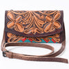 ADBG518 American Darling Hand Tooled Floral Leather Western Crossbody Bag