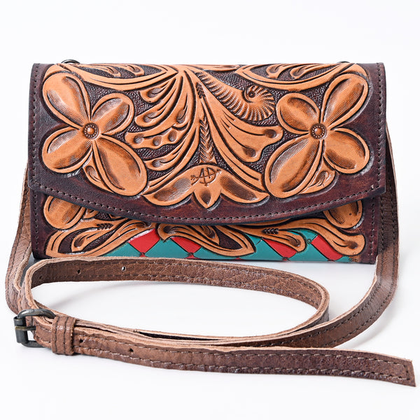 ADBG518 American Darling Hand Tooled Floral Leather Western Crossbody Bag