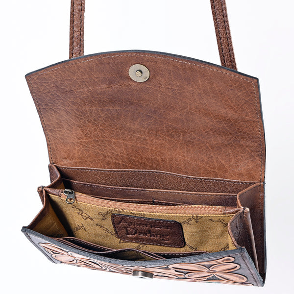 ADBG518 American Darling Hand Tooled Floral Leather Western Crossbody Bag