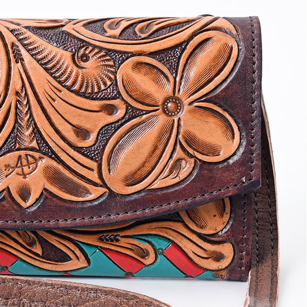 ADBG518 American Darling Hand Tooled Floral Leather Western Crossbody Bag