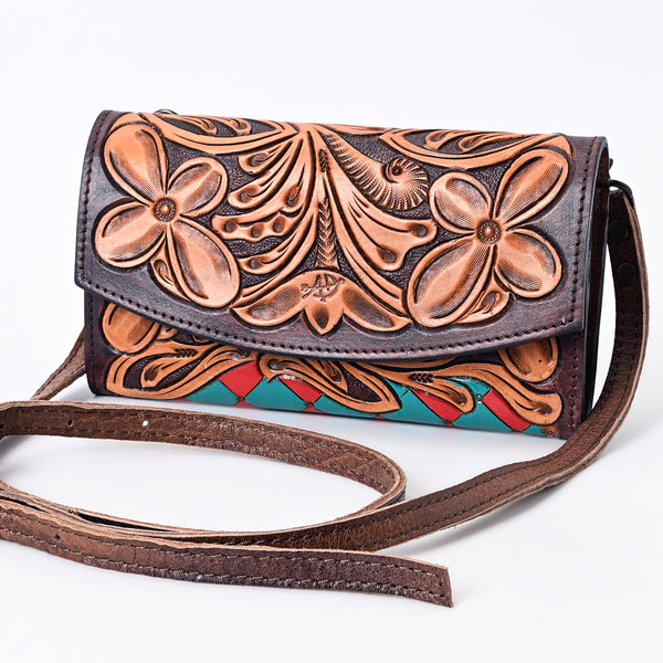 ADBG518 American Darling Hand Tooled Floral Leather Western Crossbody Bag