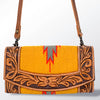 ADBG518 American Darling Hand Tooled Floral & Hand Woven Saddle Blanket Western Crossbody Bag