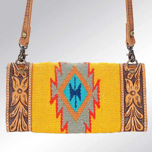 ADBG518 American Darling Hand Tooled Floral & Hand Woven Saddle Blanket Western Crossbody Bag