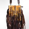 ADBG519 American Darling Hand Tooled Strap & Hair-On Cowhide Western Messenger Bag with Fringes