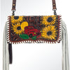 ADBG520 American Darling Hand Tooled Floral Leather Organiser Bag Braided