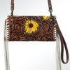ADBG520 American Darling Hand Tooled Floral Leather Organiser Bag Braided