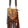 ADBG522 American Darling Hand Tooled Strap & Hair-On Cowhide Western Cross body Bag with Fringes
