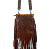ADBG522 American Darling Hand Tooled Strap & Hair-On Cowhide Western Cross body Bag with Fringes
