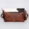 ADBG524 American Darling Hair-On Cowhide Leather Fringe Crossbody with Hand-Tooled Floral Flap