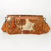 ADBG526 American Darling Hand Tooled Floral Leather & Hair-On Cowhide Western Crossbody Bag with Fringes