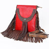 ADBG527RED American Darling Rivetted Concho Red Hair-On Cowhide Western Cross body Bag with Fringes