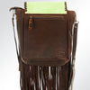 ADBG532 American Darling Braided trim & Hair-On Cowhide Western Cross body Bag with Fringes