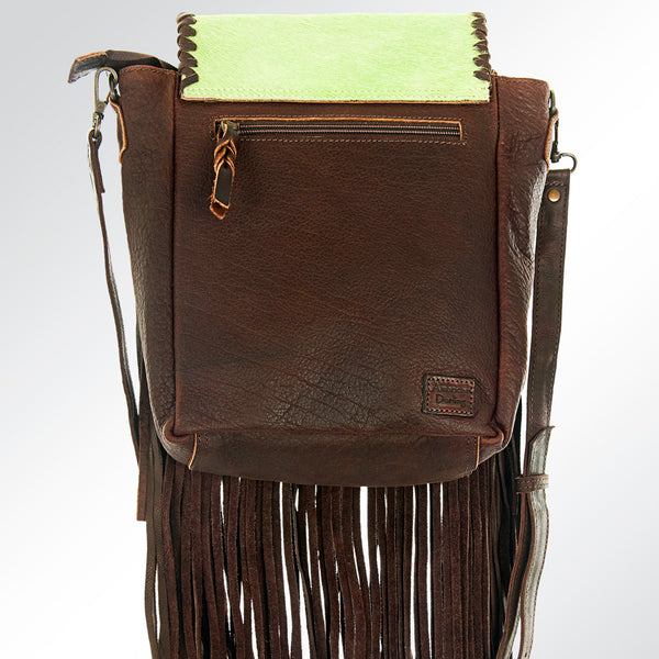 ADBG532 American Darling Braided trim & Hair-On Cowhide Western Cross body Bag with Fringes