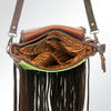 ADBG532 American Darling Braided trim & Hair-On Cowhide Western Cross body Bag with Fringes