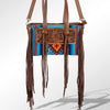 ADBG534 American Darling Hand Tooled Floral Leather & Woven Saddle Blanket Western Tote Bag