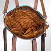 ADBG534 American Darling Hand Tooled Floral Leather & Woven Saddle Blanket Western Tote Bag