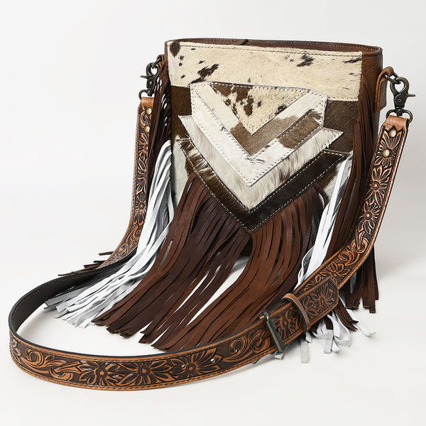 ADBG515 American Darling Hand Tooled Floral Strap Hair-On Cowhide Western Large Cross body Bag