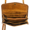 ADBG514 American Darling Hand Tooled Floral Leather Small Cross body Bag with Braided Trim