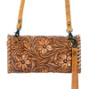 ADBG514 American Darling Hand Tooled Floral Leather Small Cross body Bag with Braided Trim