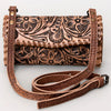 ADBG514 American Darling Hand Tooled Floral Leather Small Cross body Bag with Braided Trim