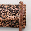 ADBG514 American Darling Hand Tooled Floral Leather Small Cross body Bag with Braided Trim