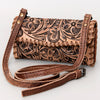 ADBG514 American Darling Hand Tooled Floral Leather Small Cross body Bag with Braided Trim