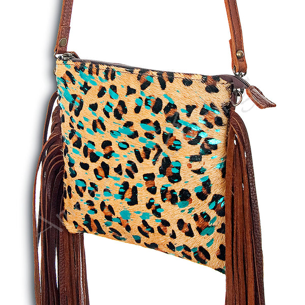 ADBG109 American Darling Hair-On Cowhide Crossbody Bag with Fringe