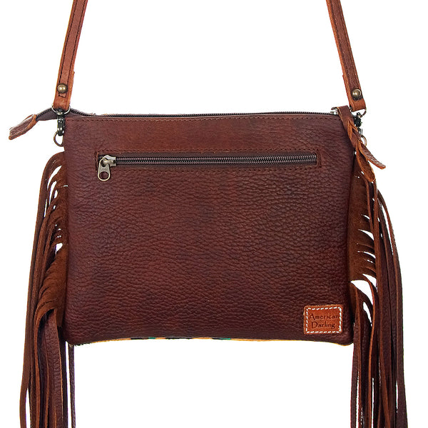 ADBG109 American Darling Hair-On Cowhide Crossbody Bag with Fringe