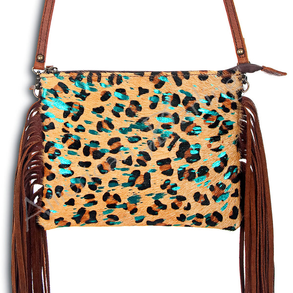 ADBG109 American Darling Hair-On Cowhide Crossbody Bag with Fringe