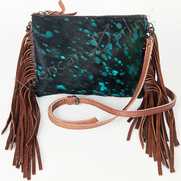 ADBG109 American Darling Hair-On Cowhide Leather Western Crossbody Bag with Fringes