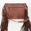 ADBG109 American Darling Hair-On Cowhide Leather Western Crossbody Bag with Fringes