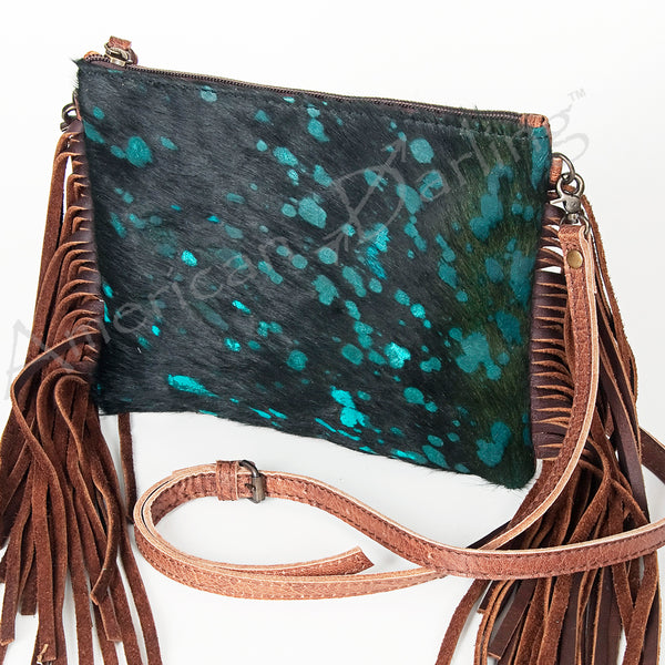 ADBG109 American Darling Hair-On Cowhide Leather Western Crossbody Bag with Fringes