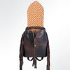 LC-ADBGZ219 Turquoise Acid Wash Cowhide & Black Leather Fringe Backpack - Western Boho Bag