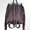 LC-ADBGZ219 Turquoise Acid Wash Cowhide & Black Leather Fringe Backpack - Western Boho Bag