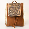 ADBG363 American Darling Hand Tooled Leather Backpack Bag with Hair-On Cowhide