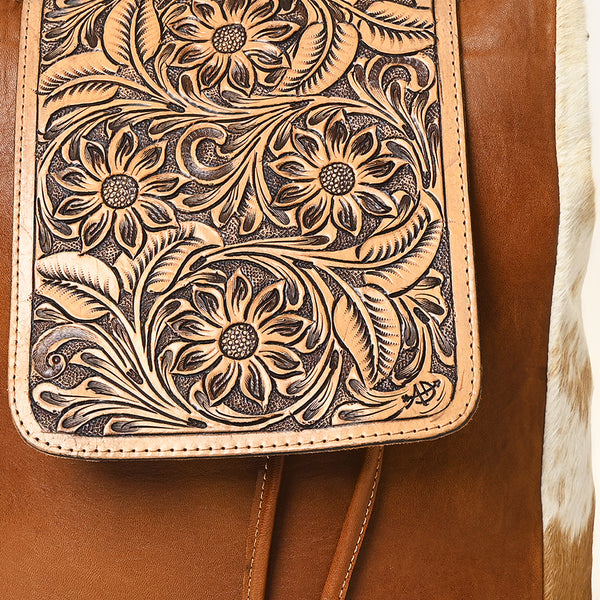 ADBG363 American Darling Hand Tooled Leather Backpack Bag with Hair-On Cowhide