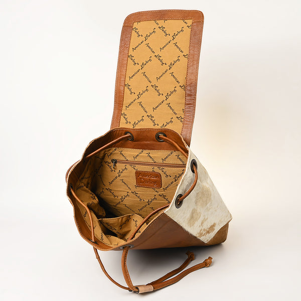 ADBG363 American Darling Hand Tooled Leather Backpack Bag with Hair-On Cowhide