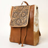 ADBG363 American Darling Hand Tooled Leather Backpack Bag with Hair-On Cowhide