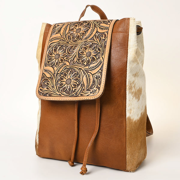 ADBG363 American Darling Hand Tooled Leather Backpack Bag with Hair-On Cowhide