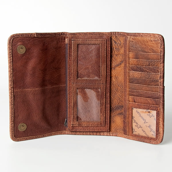 ADBG486 American Darling Hand Tooled Floral Leather Western Wallet Bag