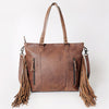 ADBG502 American Darling Tote Bag - Hair-On Cowhide & Hand Tooled Floral Leather with Rivets
