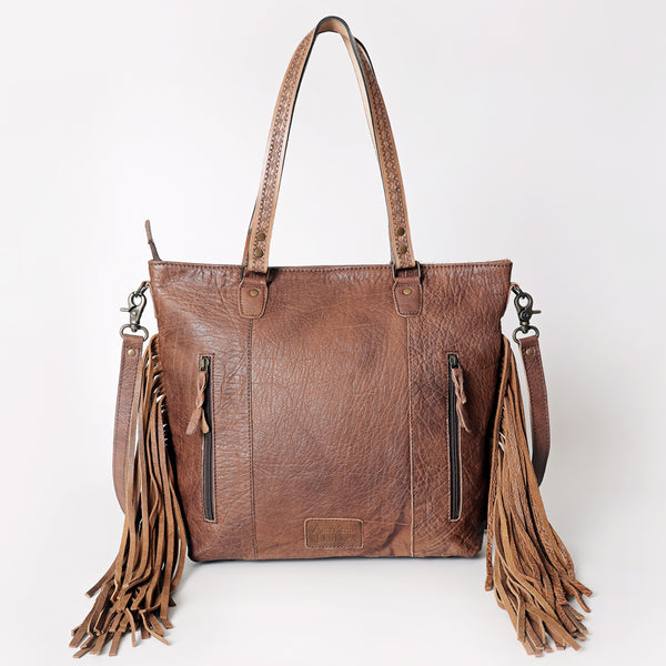 ADBG502 American Darling Tote Bag - Hair-On Cowhide & Hand Tooled Floral Leather with Rivets