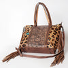 ADBG502 American Darling Tote Bag - Hair-On Cowhide & Hand Tooled Floral Leather with Rivets