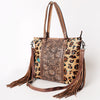 ADBG502 American Darling Tote Bag - Hair-On Cowhide & Hand Tooled Floral Leather with Rivets