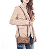 ADBG535 American Darling Hand Tooled Floral Leather Crossbody Bag with Braided Trim