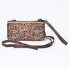 ADBG535 American Darling Hand Tooled Floral Leather Crossbody Bag with Braided Trim